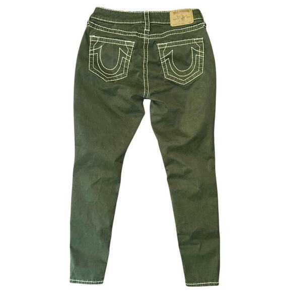 True Religion Thick Stitch Curvy Skinny Low-Rise Green Pants Jeans 30X27 - Picture 5 of 9
